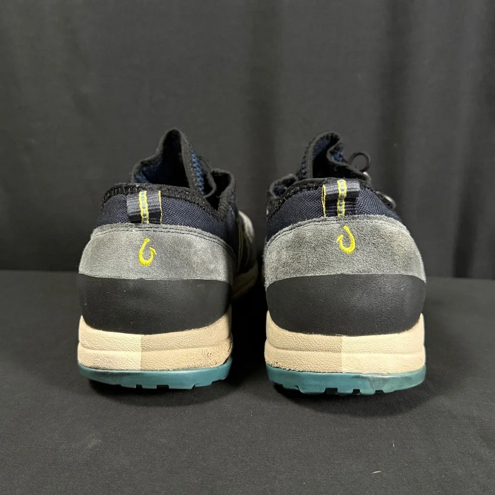 Olukai Mens Kia'i Trainer Navy Dark Shadow Grey Mesh Leather Sneakers Mens 12